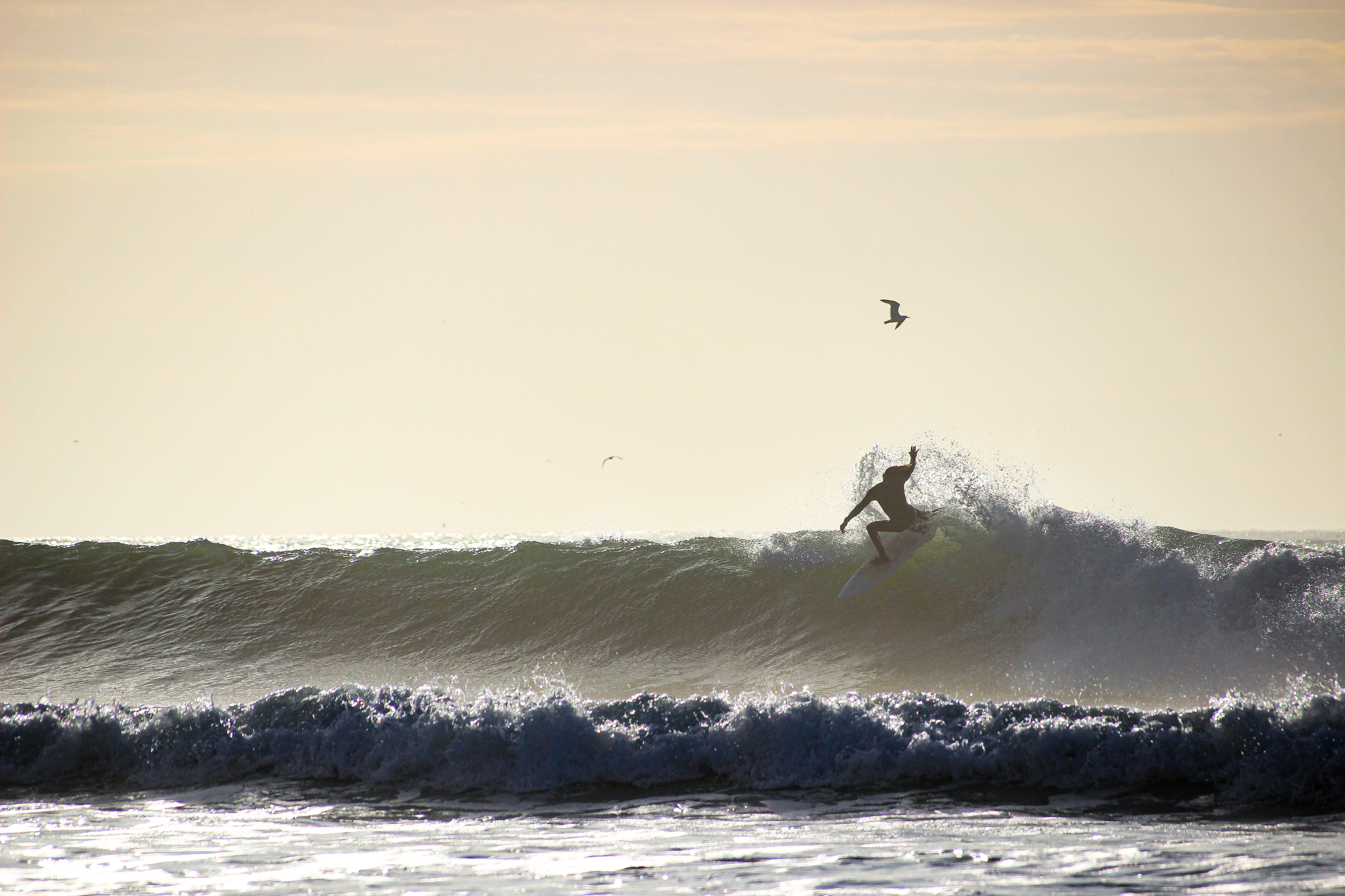 Surfing Essaouira – view over the bay and waves